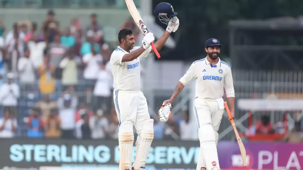 ashwin brought up his sixth test hundred and his second at chepauk